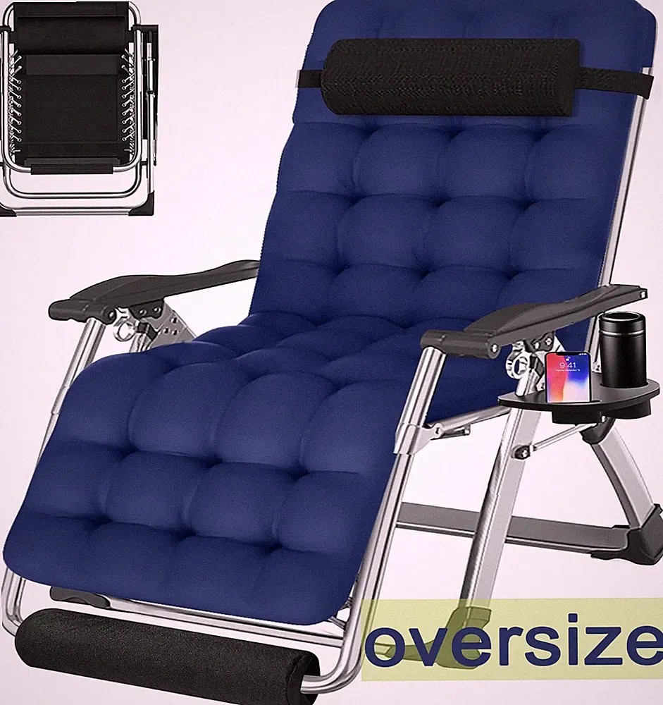 Begonia.K Comfy Folding Chair Lounge Chair Padded Reclining Zero Gravity Chaise