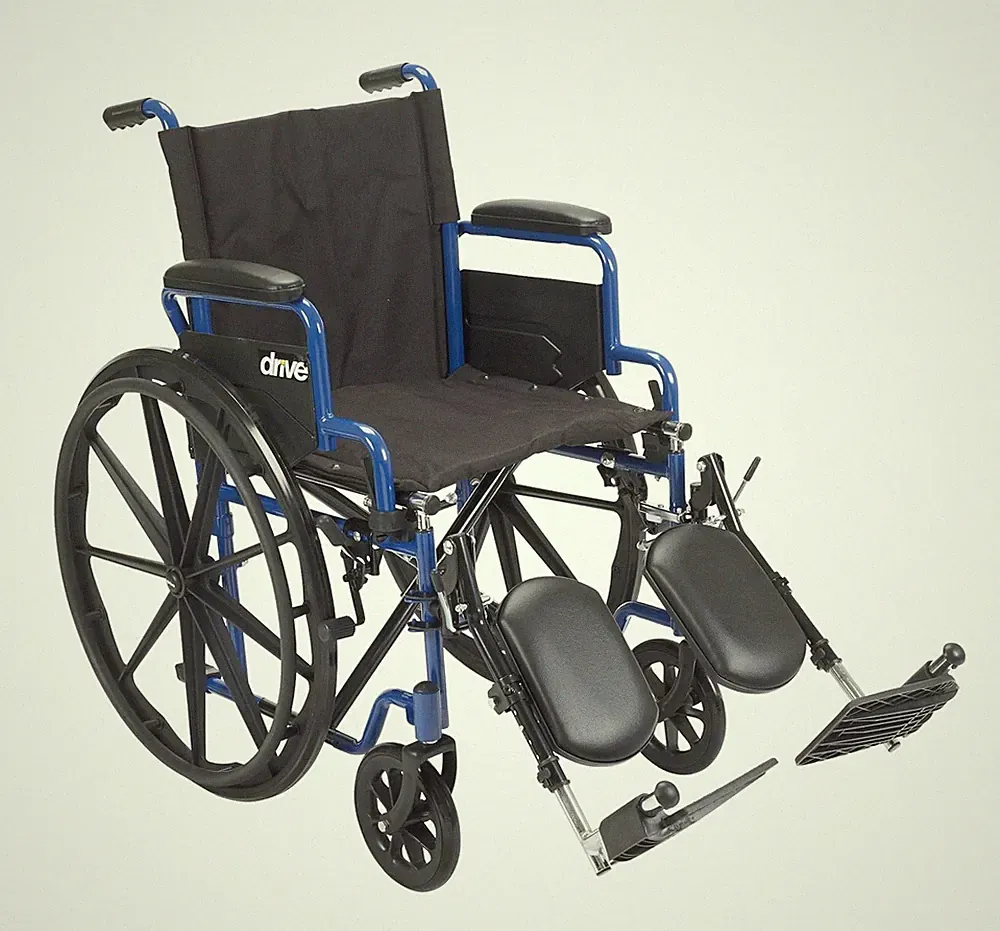 Blue Streak Lightweight Foldable Medical Wheelchair Double Recline Ultralight