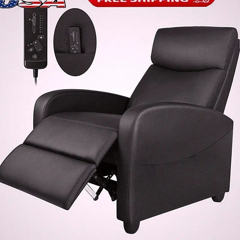 Electric Massage Recline Chair with Padded Seat and Massage Backrest Black NEW