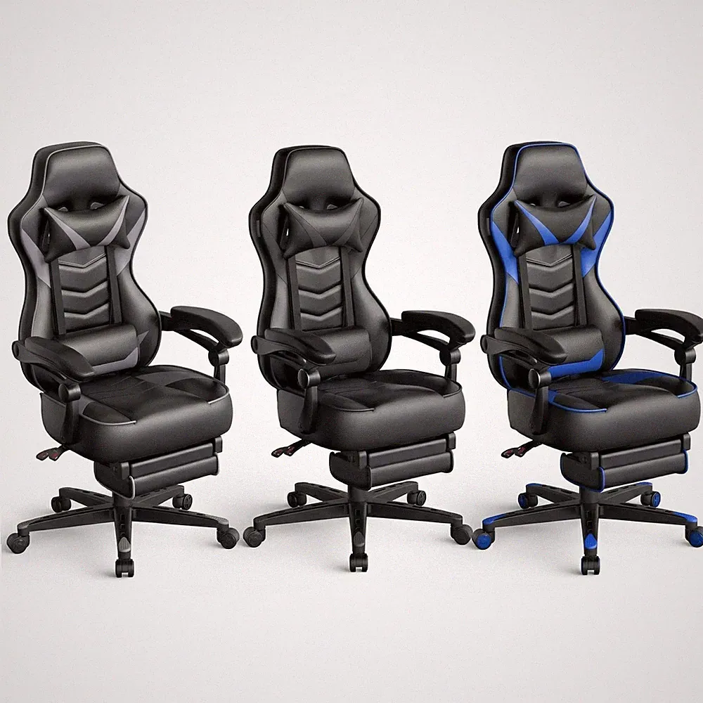 ELECWISH Gaming Chair Leather PU Office Chair Recliner Swivel Seat with Footrest