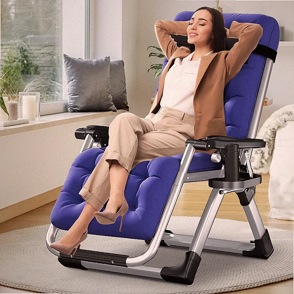 H&ZT Comfy Folding Chair Lounge Chair Padded Reclining Zero Gravity Chair Chaise