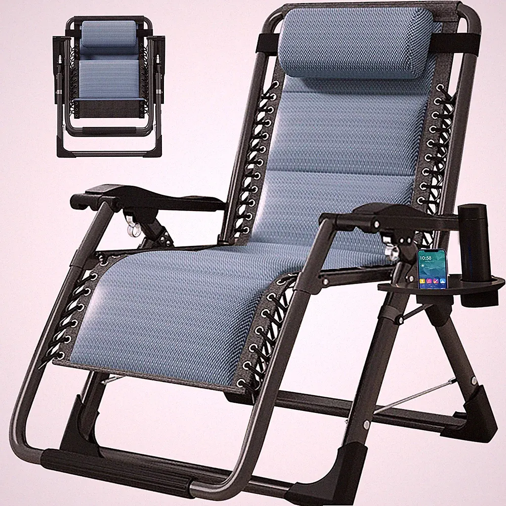 Ice Touch Silk Zero Gravity Chair Patio Lounger Relaxing Recliner with Headrest