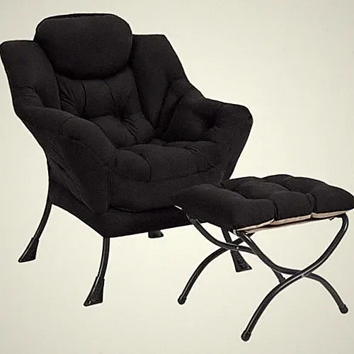 Lazy Chair with Ottoman, Modern Accent Chair Contemporary Lounge Leisure Black