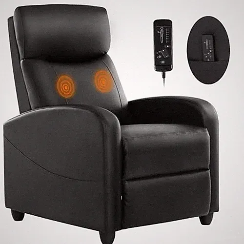 Massage Recliner Chair for 34.3"D x 26.7"W x 38.6"H (With Massage) Black