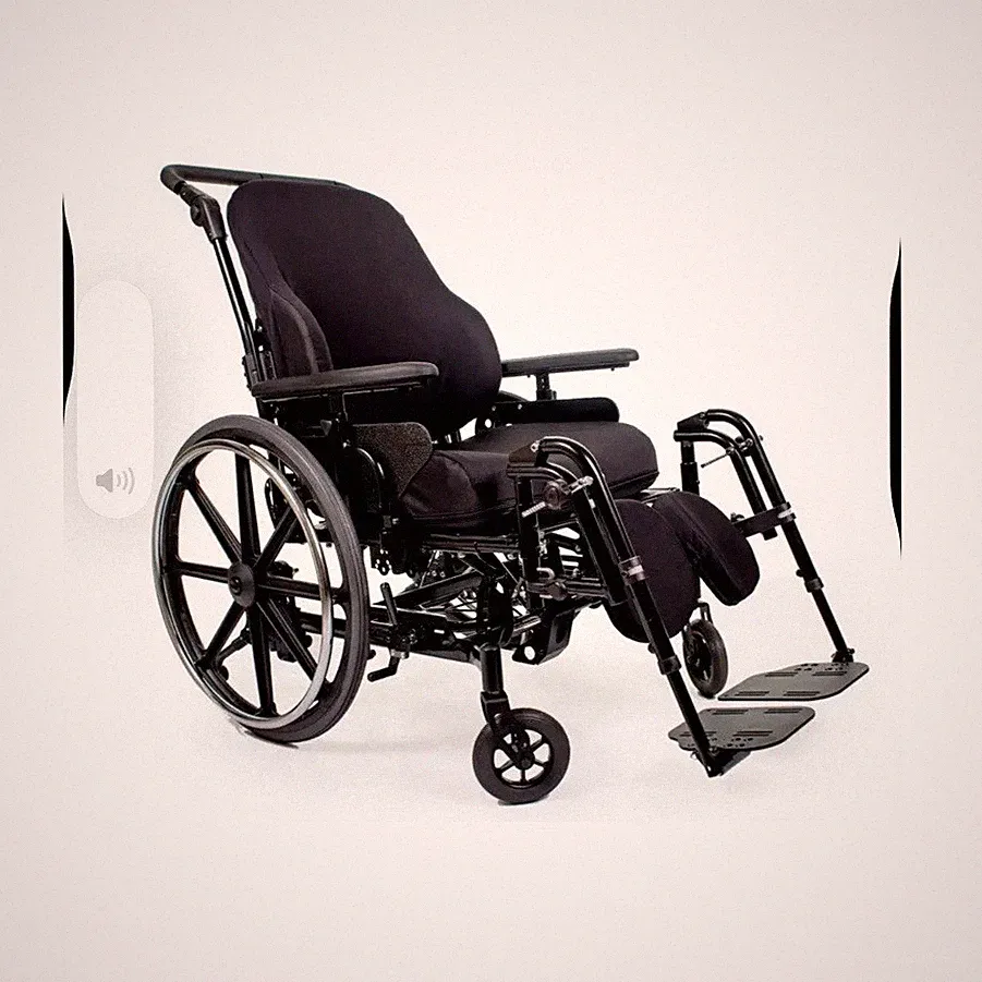Medline Recliner Wheelchair Black Foldable Adjustable Footrests Padded Armrest