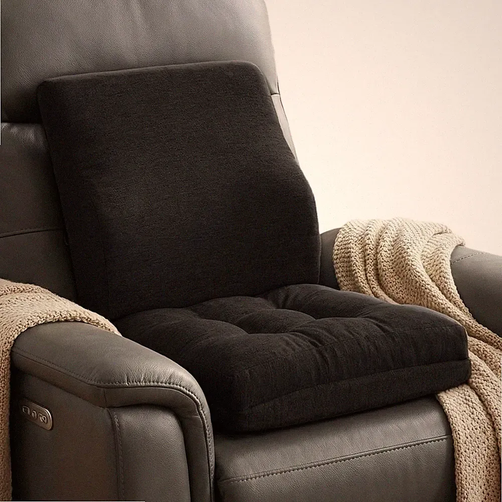 Memory Foam Small Recliner Cushions W/ Lumbar Support Pillow Set 18x16x4 Inch