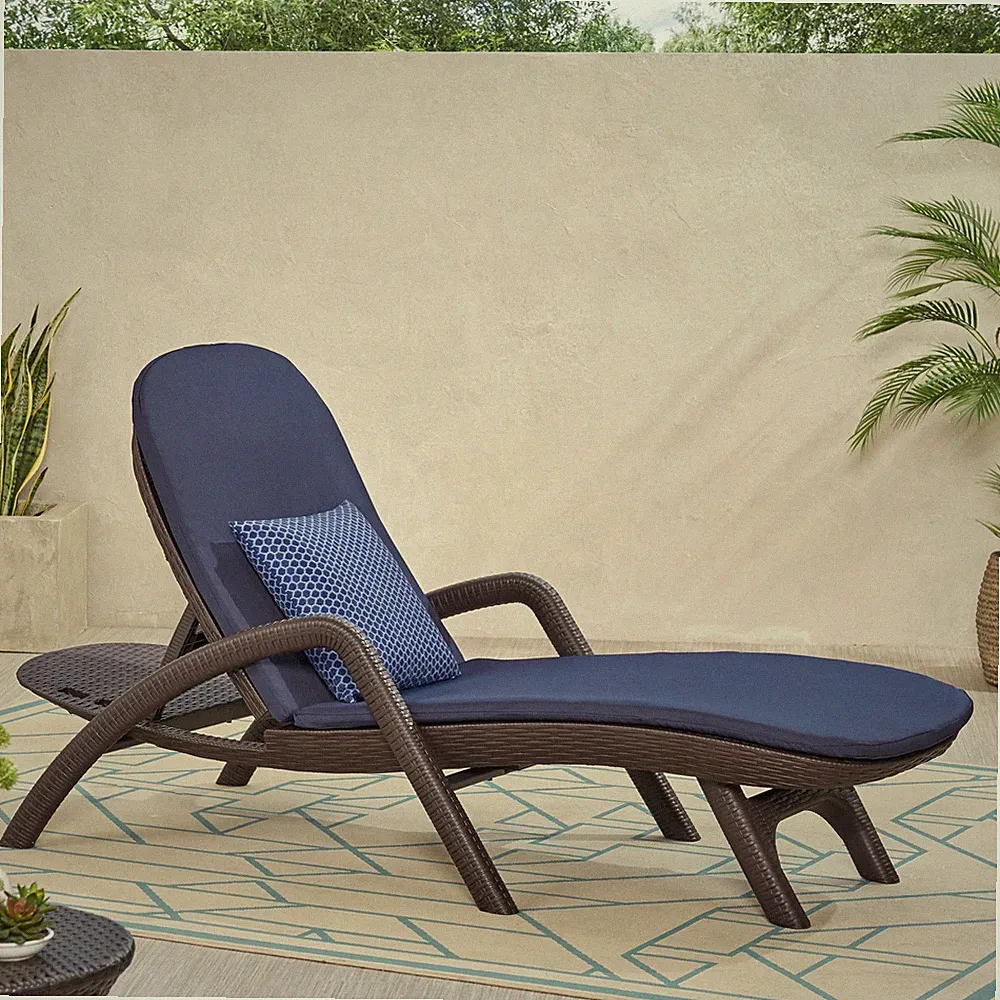Modern Chaise Lounge with Cushion - Outdoor Patio Recliner Aluminum Frame