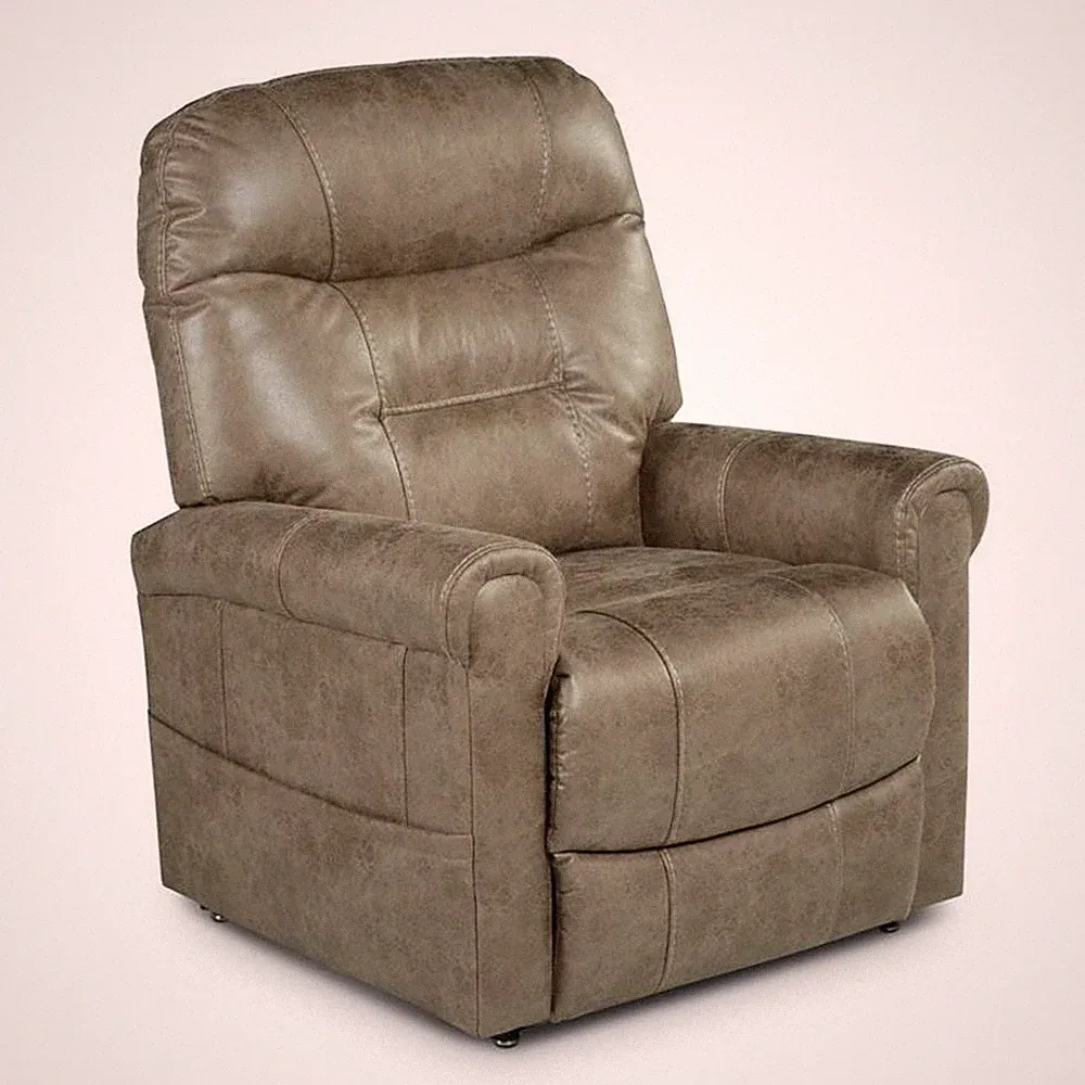Ottawa Mushroom Light Brown Faux Leather Power Lift Chair with Heat and Massage