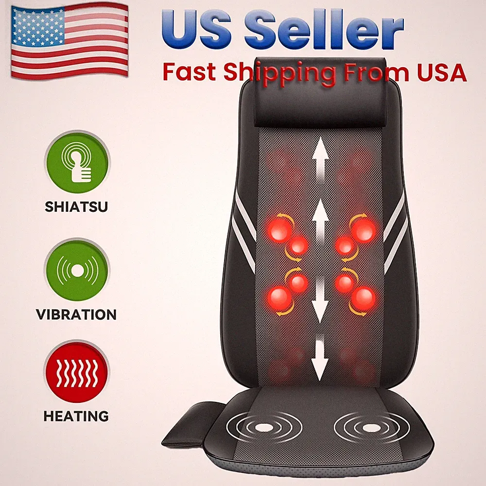 Snailax Shiatsu Back Massager with Heat, Full Back Kneading Seat Massage cushion