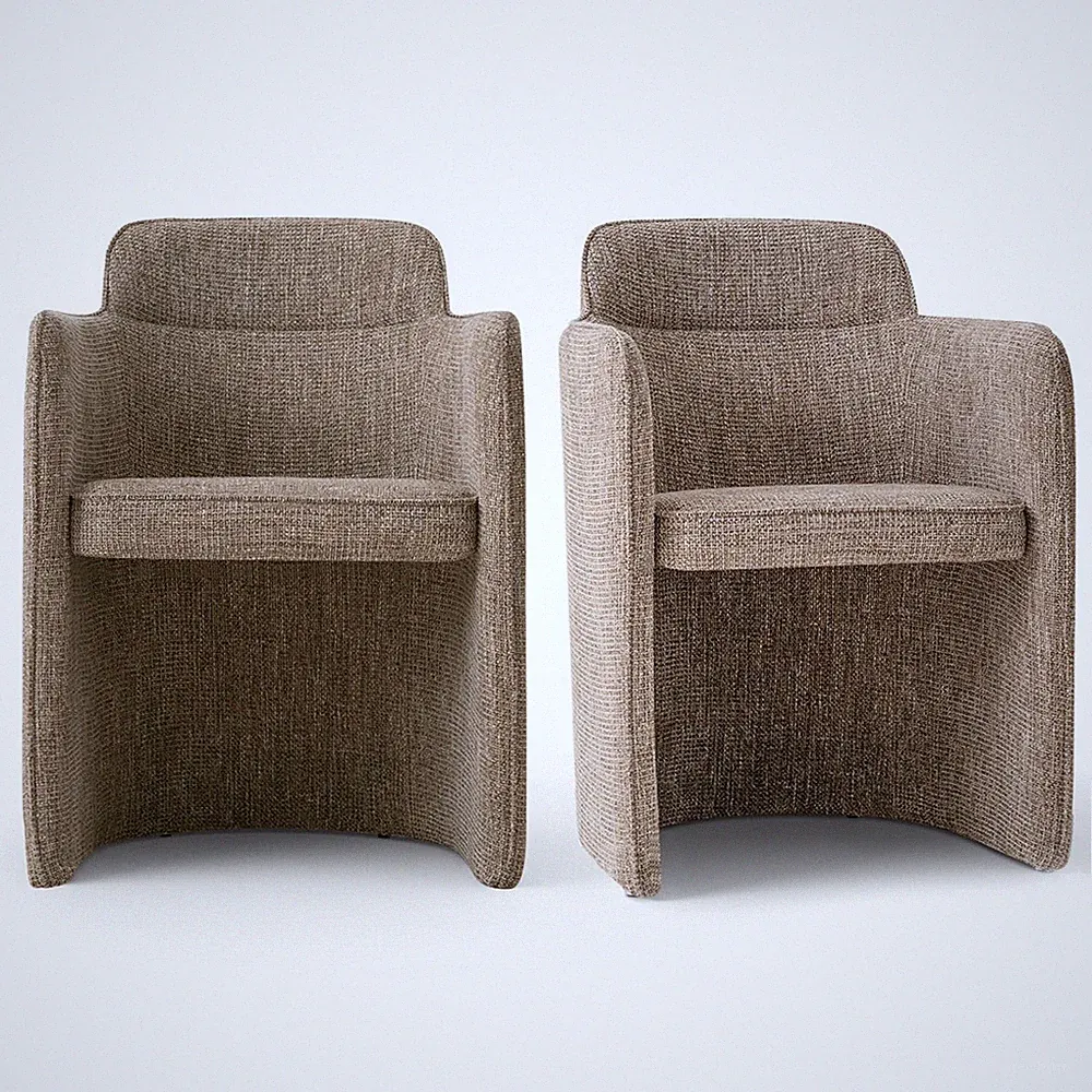 Upholstered Lounge Chair, Barrel Accent Chair with Curved Back and Arms