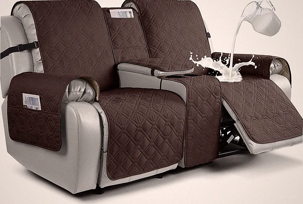 VANSOFY Loveseat Recliner Cover with Console 100% Waterproof Sofa Slipcovers Non
