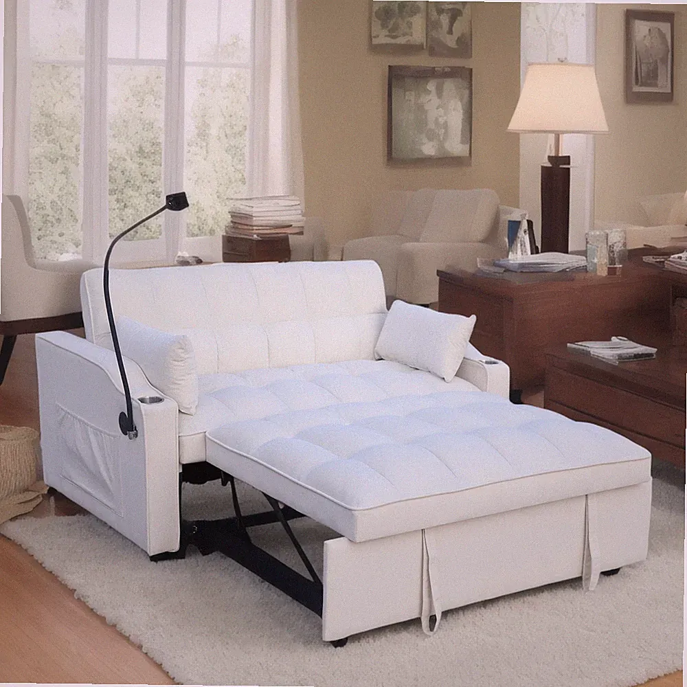 Velvet Loveseat Sofa Couch 3 in 1 Convertible Sleeper Sofa Bed w/Pullout Bed